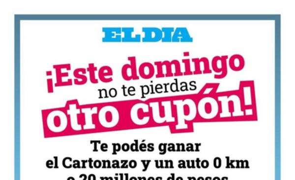 Este domingo | En diario EL DIA encontrá el nuevo cupón del Cartonazo para ganar $20.000.000 o un auto 0KM