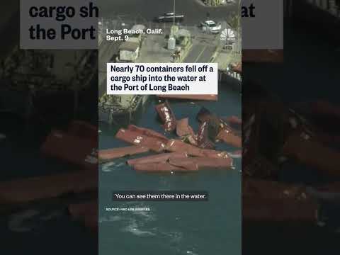 Dozens of containers fall off cargo ship at Port of Long Beach