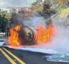 PIPA DE COMBUSTIBLE SUFRIÓ VOLCADURA Y SE INCENDIÓ EN LA AUTOPISTA MÉXICO