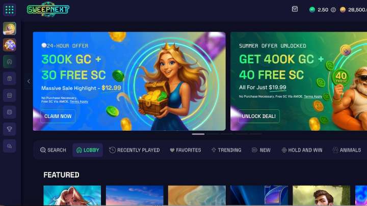 SweepNext casino promo code for 2025
