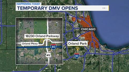 New temporary Illinois Secretary of State DMV to open in Orland Park Monday