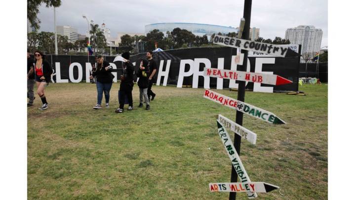 Police investigate painting of anti-LGBTQ+ messages outside Long Beach Pride headquarters