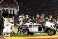 Michigan State's Wayne Matthews III carted off field in scary scene