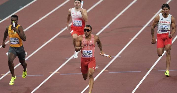 Canadian men's 4x100-metre relay team takes silver at world athletics championships