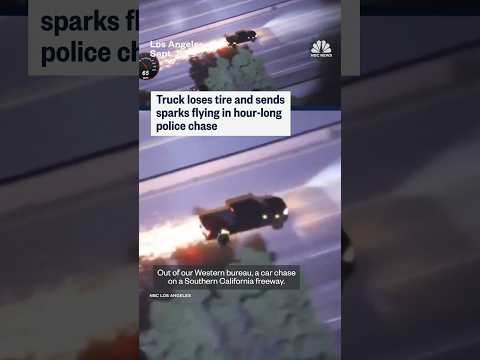 Truck loses tire and sends sparks flying in hour
