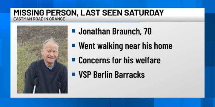 Vermont State Police search for missing 70