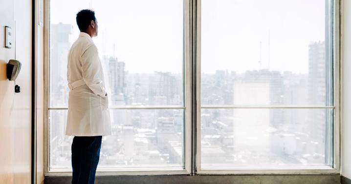 Hospital patient looks outside window and spots something that makes heart sink