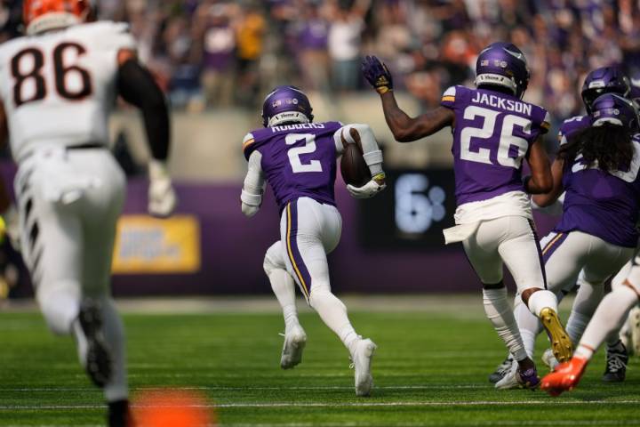 Isaiah Rodgers races into Vikings record book with pair of defensive touchdowns vs. Bengals