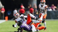 Browns CB Denzel Ward goes to locker room with cramps