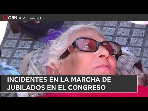Represión en el Congreso: personas golpeadas en la marcha de jubilados
