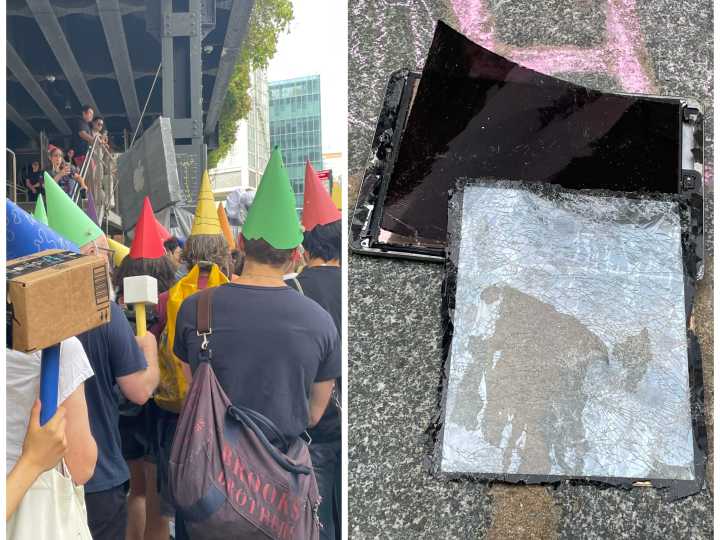 I went to an anti-tech rally, where Gen Z dressed as gnomes and smashed iPhones. Here's what I learned.