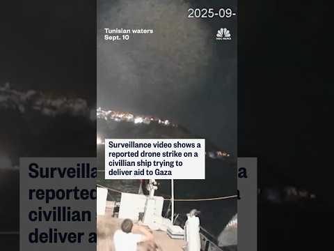 Video shows a reported drone strike on a civilian ship trying to deliver aid to Gaza