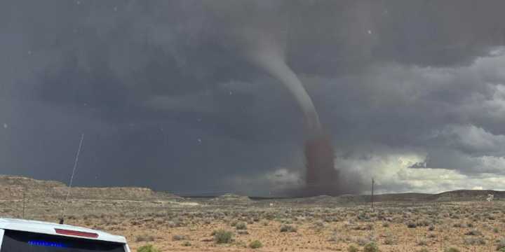 Rare Utah tornado spotted swirling through the desert terrain