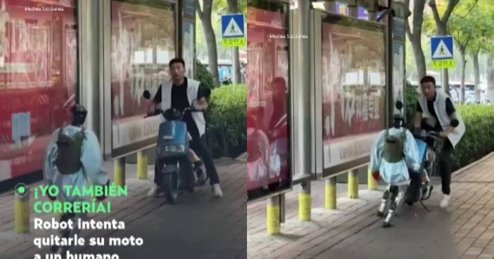 “Terminator nos lo advirtió”: INSÓLITO, robot intenta robarle la motocicleta a un hombre en China