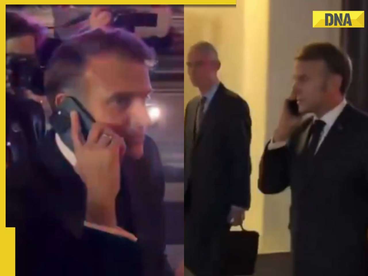 French President Emmanuel Macron's convoy stopped by New York police due to...,
