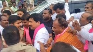 BRS leaders protest on demolition of dargah, graveyards