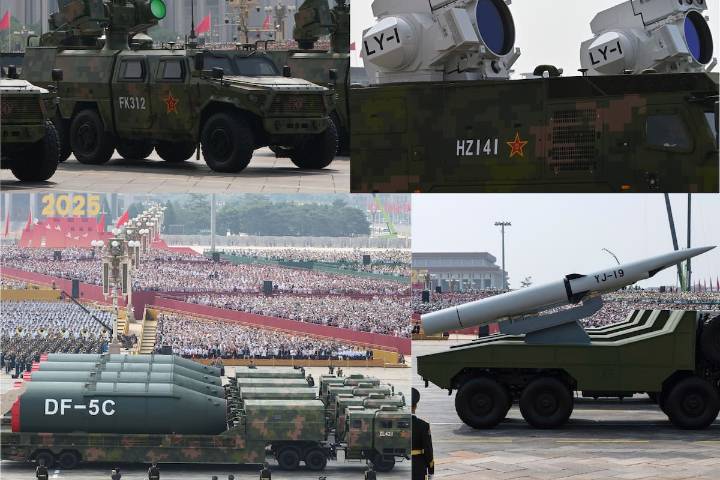 (Fotos) China presentó nuevo armamento: incluye drones, armas láser y misiles intercontinentales