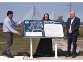 Gordie Howe officials open new bike path, but won’t say when bridge will open
