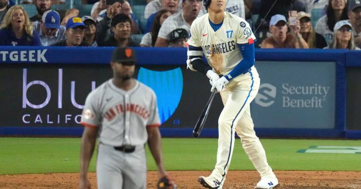 Ohtani hits 53rd homer to tie for NL lead as Dodgers top Giants 7