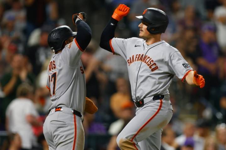Chapman homers twice as Giants set SF-era home run record, sweep Rockies