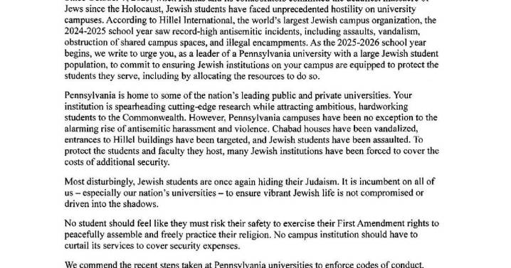 Fetterman, McCormick ask Pa. universities to protect Jewish students