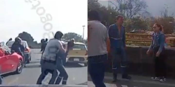 Conductores se fueron a los golpes en pleno trancón en Bogotá: el enfrentamiento quedó captado en video