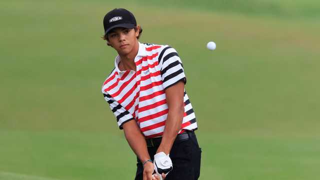 Charlie Woods, son of Tiger, hits 2nd hole