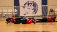 Young blind and low vision athletes compete in the game of Goalball