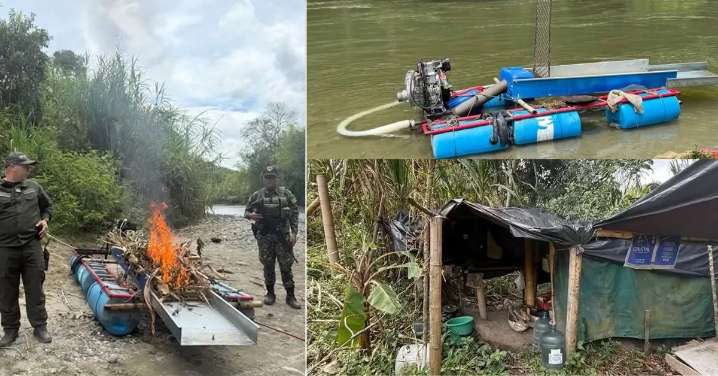 Destruyen minidraga en Montenegro y asestan golpe a la minería ilegal en el Quindío