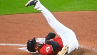 Tarik Skubal pitch hits Guardians 1B in face via foul tip. Update.
