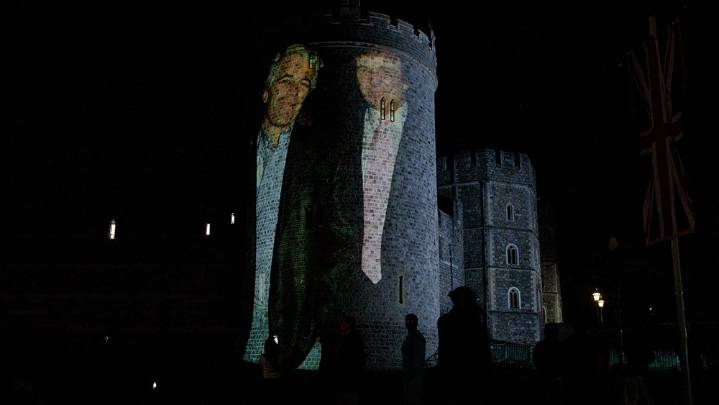 Trump and Epstein Image Projected on Windsor Castle