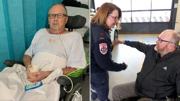Motorcyclist reunites with paramedics who saved his life after horror crash