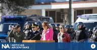 Bullrich encabezó una simulación de prácticas antidisturbios y entregó equipamiento a las fuerzas federales