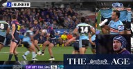 Hughes bleeds from Trindall's big hit