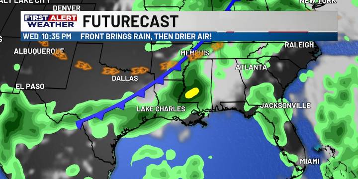 FIRST ALERT FORECAST: Spotty storms back Monday, tracking a mid