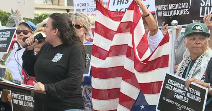 Protestors hold press conference to speak out against the Big Beautiful Bill