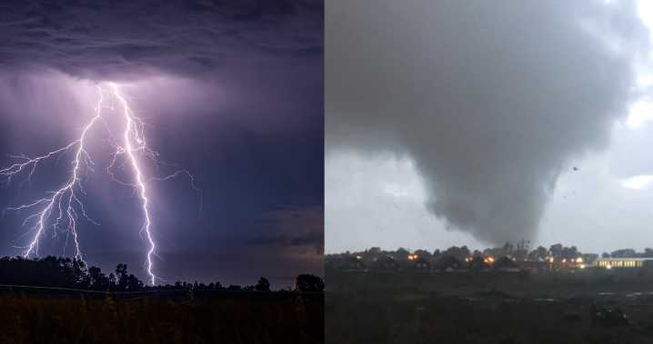 Emiten Aviso Meteorológico por tormentas eléctricas en 4 regiones y nubes tornádicas en 3 provincias