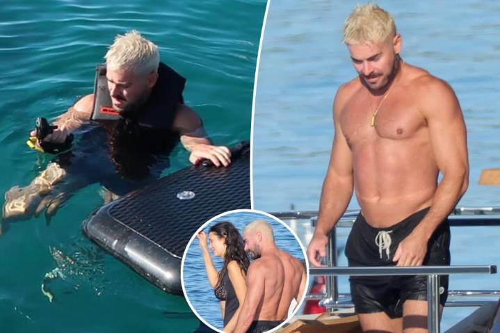 Zac Efron shows off blond hair makeover, buff body during Italy vacation with Nina Dobrev