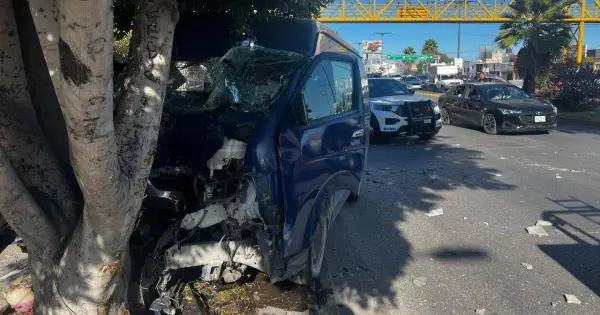 Estrellan camioneta en árbol de Salvador Nava