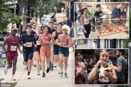 Sweet-toothed sprinters fill NYC streets to run 'Bakery Run' half marathon while noshing on pastries