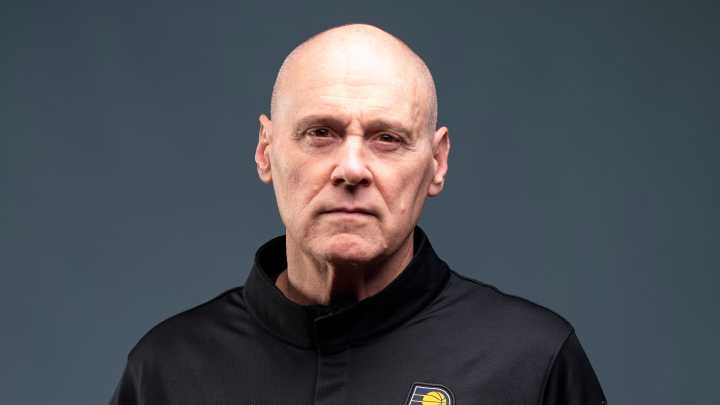 Rick Carlisle speaks to the media after the season's first practice