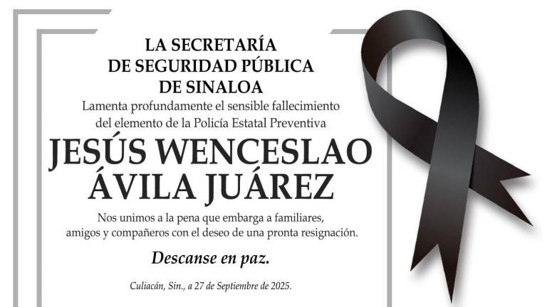 Lamenta SSP Sinaloa muerte del policía Jesús Wenceslao en enfrentamiento en Culiacán