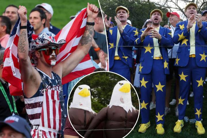 Ryder Cup fans go all out with zany costumes to support US and Europe