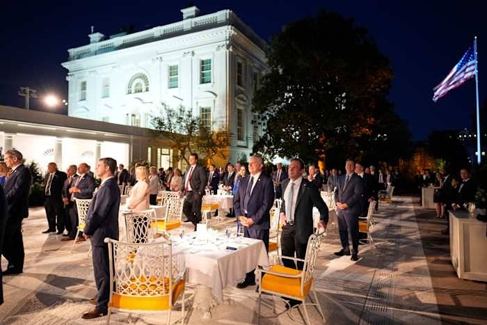 Trump hosts White House dinner for GOP lawmakers at paved space he dubbed 'Rose Garden Club'