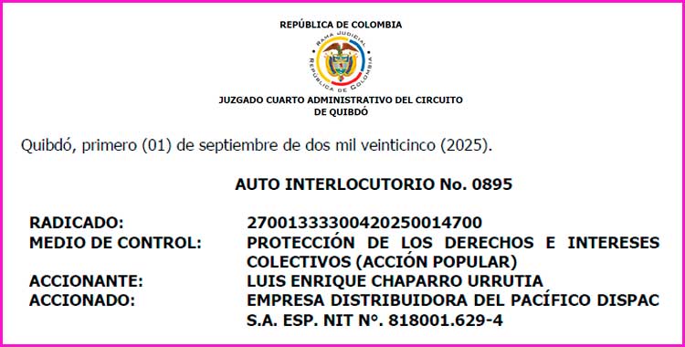 Admiten demanda contra Dispac S.A. ESP