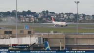 Video: Swiss plane aborts takeoff after engine catches fire