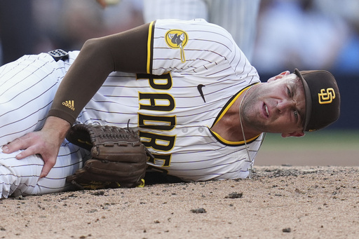Padres reliever Jason Adam carted off field with left leg injury