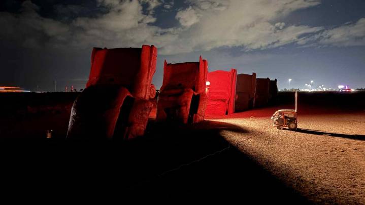Two Oklahoma artists repaint Cadillac Ranch in memory of Charlie Kirk
