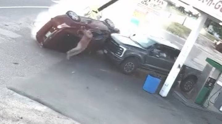 Nebraska man narrowly avoids getting run over by out-of-control vehicle at gas station