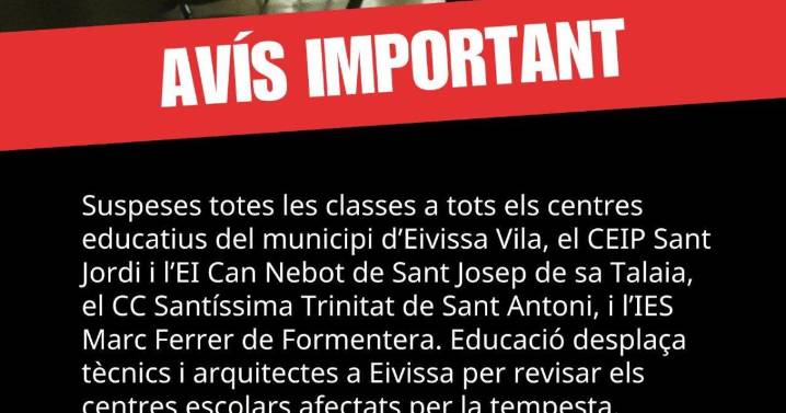 Educació suspende mañana las clases en varios colegios de Ibiza para evitar el riesgo de un derrumbe estructural